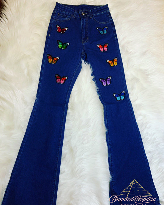 brandedcle butterfly flare jeans